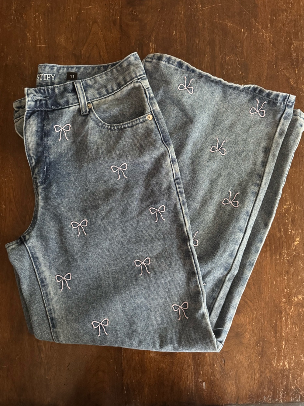 JFOR Justify Bow Embroidered Denim Jeans Size 11